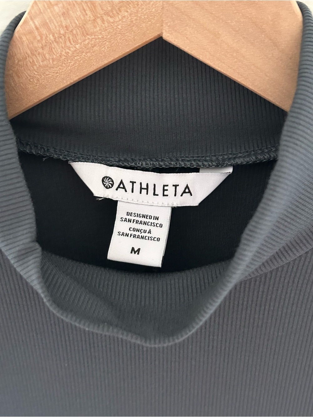 NWT Athleta Signature Rib Mock Neck Midi Dress Blue Gray Minimalist Size Medium - Picture 5 of 8